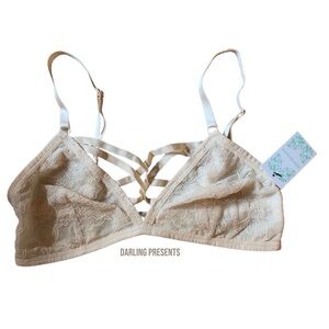 ANEMONE LACE CAGE FRONT BRA WOMEN COLOR IVORY SIZE L